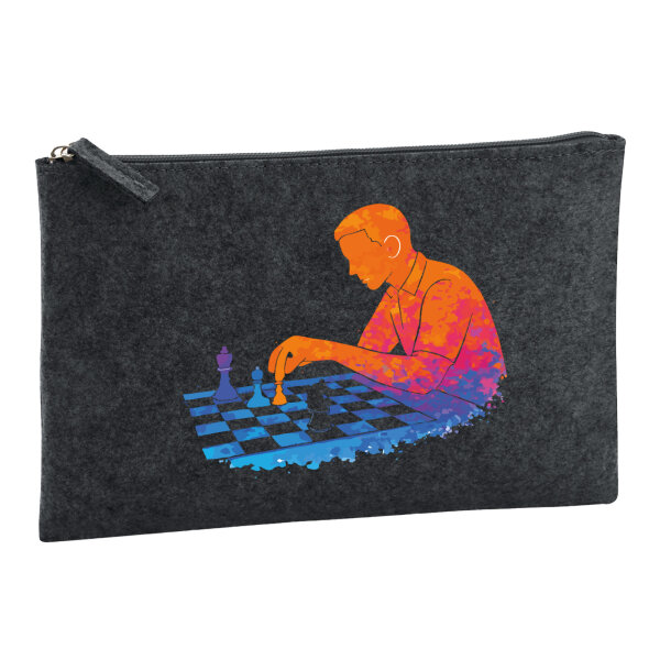 Kulturbeutel Schach bunte Silhouette 1 Liter Charcoal