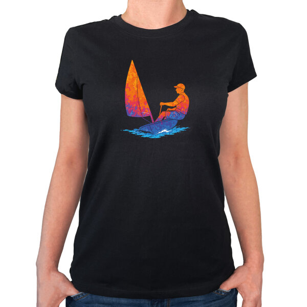 Damen T-Shirt Segeln bunte Silhouette
