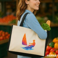 Jutetasche Segeln bunte Silhouette 21 Liter Black