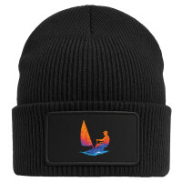 Beanie mit Patch Segeln bunte Silhouette Black