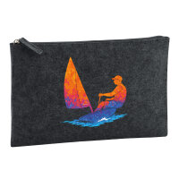 Kulturbeutel Segeln bunte Silhouette 1 Liter Charcoal