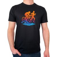 Herren T-Shirt Triathlon bunte Silhouette