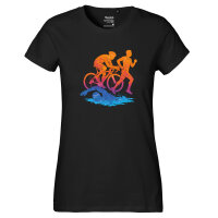 Damen T-Shirt Triathlon bunte Silhouette