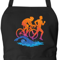 Schürze Triathlon bunte Silhouette mit Taschen