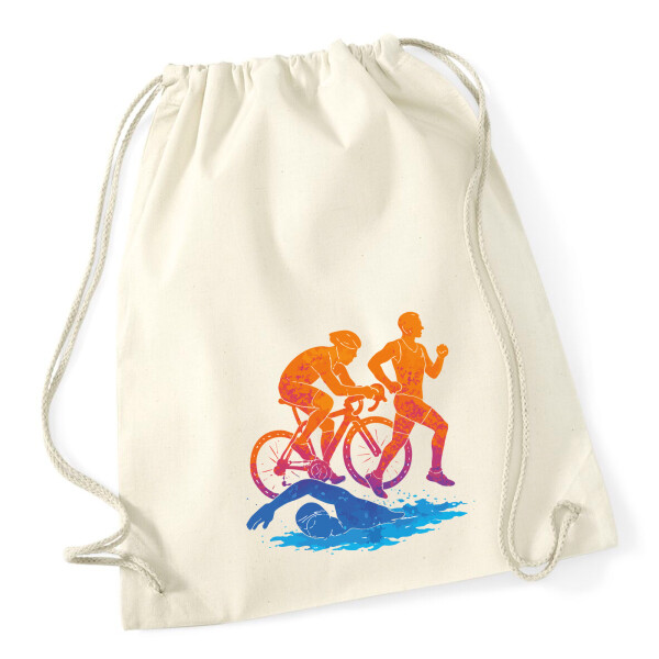 Turnbeutel Triathlon bunte Silhouette 12 Liter
