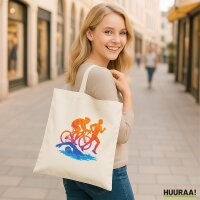 Jutebeutel Triathlon bunte Silhouette 10 Liter