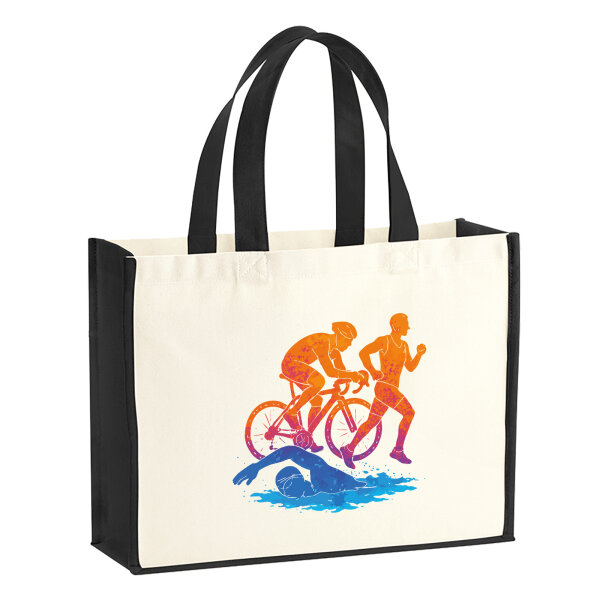 Jutetasche Triathlon bunte Silhouette 21 Liter Black