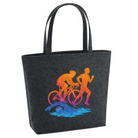 Filz Shopper Triathlon bunte Silhouette 22 Liter
