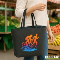 Filz Shopper Triathlon bunte Silhouette 22 Liter