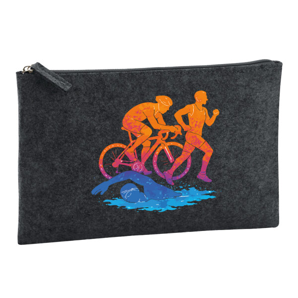 Kulturbeutel Triathlon bunte Silhouette 1 Liter Charcoal