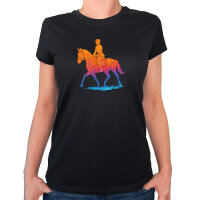 Damen T-Shirt Reiten bunte Silhouette
