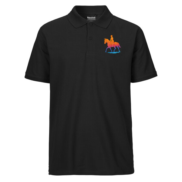 Herren Polo Shirt Reiten bunte Silhouette