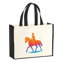 Jutetasche Reiten bunte Silhouette 21 Liter Black