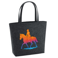 Filz Shopper Reiten bunte Silhouette 22 Liter