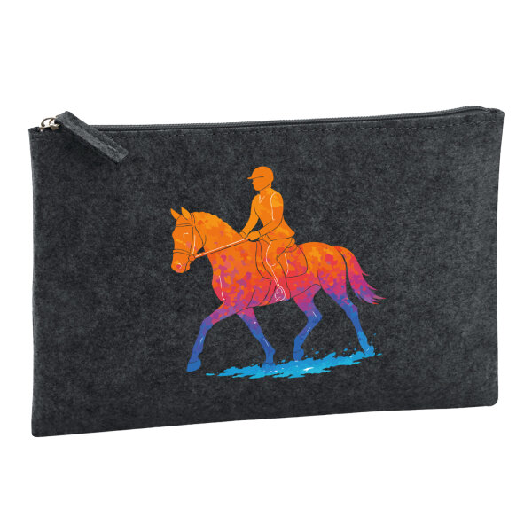 Kulturbeutel Reiten bunte Silhouette 1 Liter Charcoal