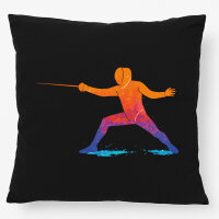 Kissen Fechten bunte Silhouette 40x40cm