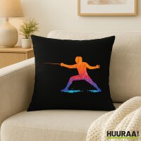 Kissen Fechten bunte Silhouette 40x40cm