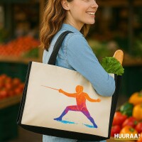 Jutetasche Fechten bunte Silhouette 21 Liter Black