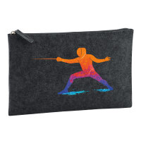 Kulturbeutel Fechten bunte Silhouette 1 Liter Charcoal