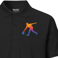 Herren Polo Shirt Bowling bunte Silhouette