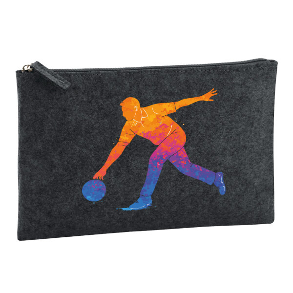 Kulturbeutel Bowling bunte Silhouette 1 Liter Charcoal