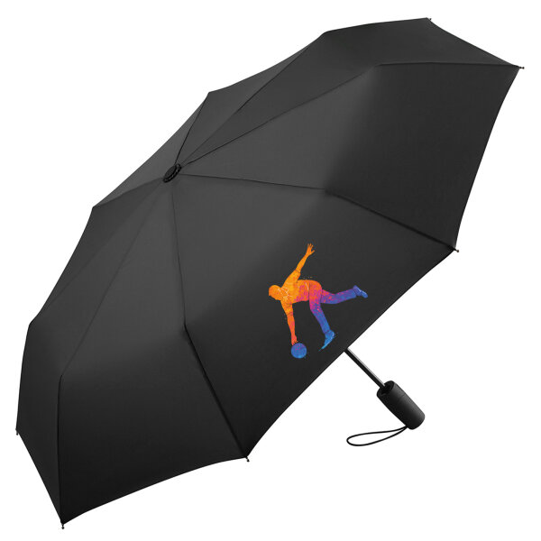 Regenschirm Bowling bunte Silhouette 98cm Schwarz