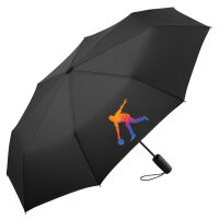 Regenschirm Bowling bunte Silhouette 98cm Schwarz