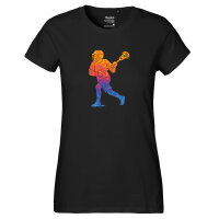 Damen T-Shirt Lacrosse bunte Silhouette