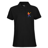Damen Polo Shirt Lacrosse bunte Silhouette