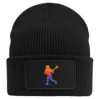 Beanie mit Patch Lacrosse bunte Silhouette Black