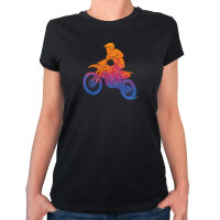 Damen T-Shirt Motocross bunte Silhouette