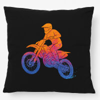 Kissen Motocross bunte Silhouette 40x40cm
