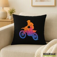Kissen Motocross bunte Silhouette 40x40cm