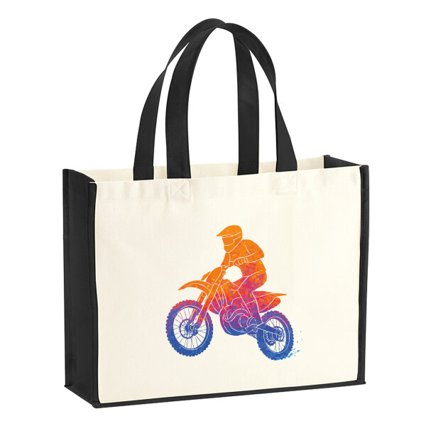 Jutetasche Motocross bunte Silhouette 21 Liter Black