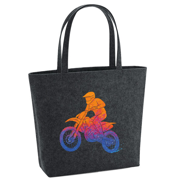 Filz Shopper Motocross bunte Silhouette 22 Liter