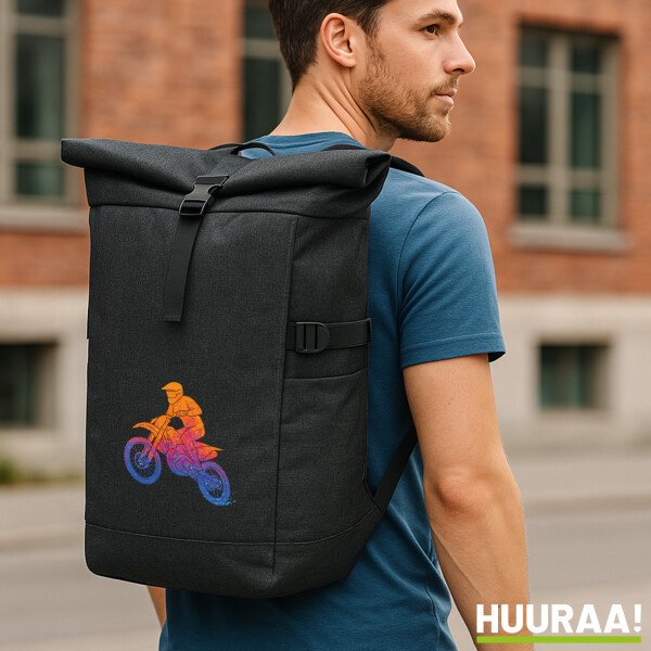 Kurierrucksack Motocross bunte Silhouette 30-44 Liter Black Melange