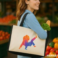 Jutetasche Judo bunte Silhouette 21 Liter Black