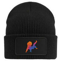 Beanie mit Patch Judo bunte Silhouette Black