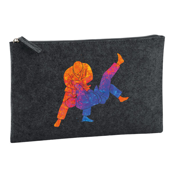 Kulturbeutel Judo bunte Silhouette 1 Liter Charcoal