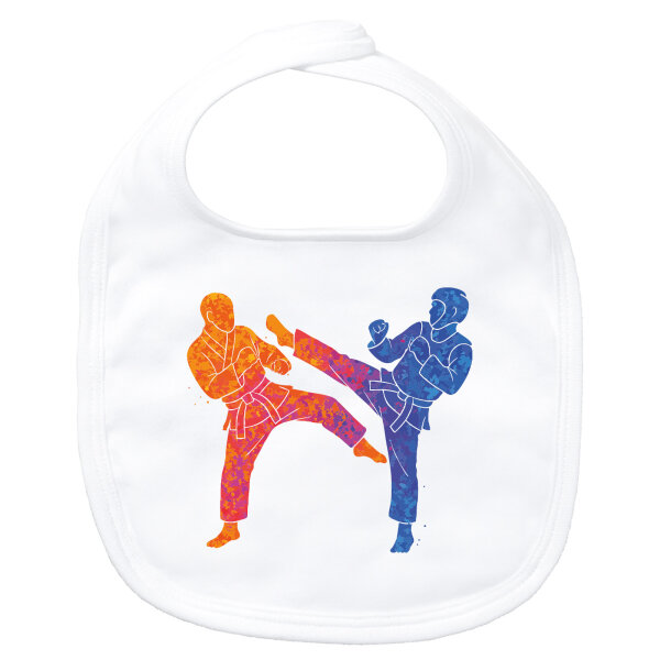 Baby Lätzchen Taekwondo bunte Silhouette Klettverschluss