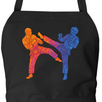 Schürze Taekwondo bunte Silhouette mit Taschen
