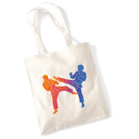 Jutebeutel Taekwondo bunte Silhouette 10 Liter