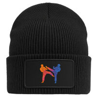 Beanie mit Patch Taekwondo bunte Silhouette Black