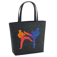Filz Shopper Taekwondo bunte Silhouette 22 Liter