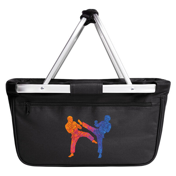 Einkaufskorb faltbar Taekwondo bunte Silhouette 20 Liter Black