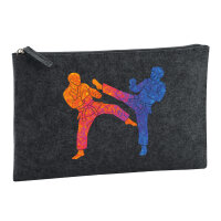 Kulturbeutel Taekwondo bunte Silhouette 1 Liter Charcoal