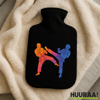 Wärmflasche Taekwondo bunte Silhouette