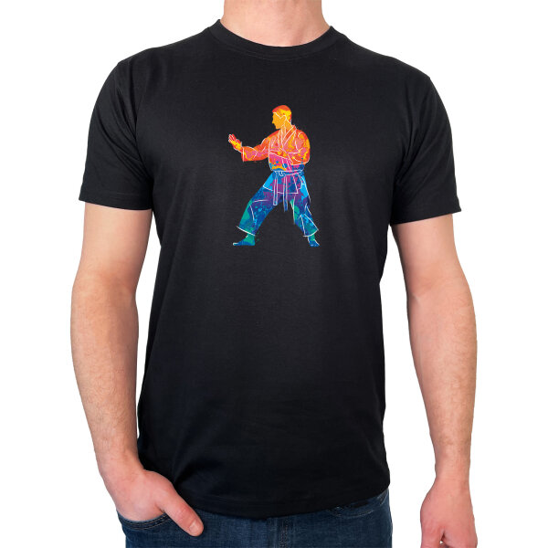 Herren T-Shirt Karate bunte Silhouette
