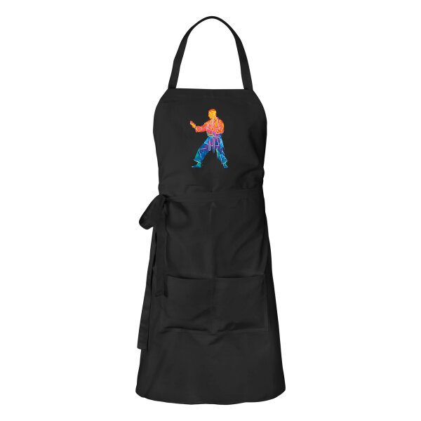 Schürze Karate bunte Silhouette mit Taschen