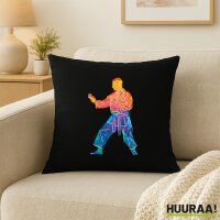 Kissen Karate bunte Silhouette 40x40cm